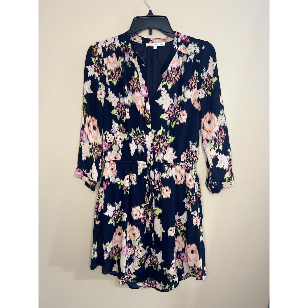 Daniel Rainn Womens Whimsigoth Floral Dark Romantic Tie Waist Dress Size S Sheer